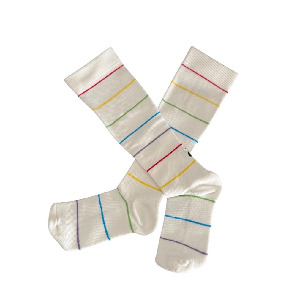 Clove Rainbow Rings White Striped Crew Socks Small Healthcare Nursing